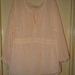 Loft Plus Blush Dot Flowy Blouse